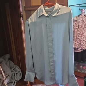 H&M Womens Silk Button Down Blouse